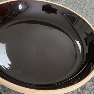 Stoneware brown glazed pie pan. Vintage